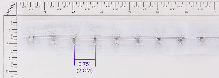 2 Yards Pair Hook and Eye Trim- 0.75 SPACING- Silver Metal On White Cotton Tape Ribbon Edging Cordage for Corset Sewing Quilting Renaissance Dance Bridal Costumes Drapery Home décor- #45-WH-75-2Y
