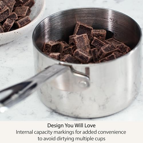 Kitchen Accessories Stainless Steel Measuring Cup Set 5 Piece Cookware, Pots and Pans, Dishwasher Safe Silver