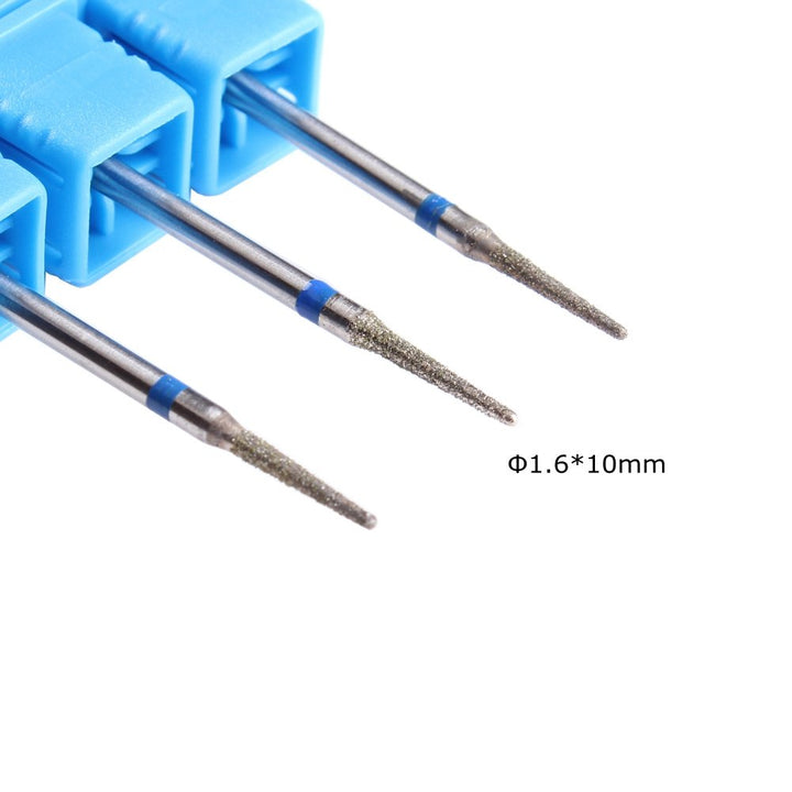 B: Mzcmsl 3Pcs Needle Shaped Cuticle Bits, 3/32 Shank Diamond E File Bit, Under Nail Drill Bit for Manicure Machine