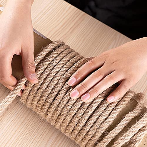 Nature Hemp Rope,1/4inch Heavy Duty Jute Twine for Cat Tree and Tower, DIY Scratcher Scratching Post Replacement, Pad, Crafts Gardening Hammock Home Decorating(33FT)