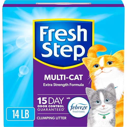 Clumping Cat Litter, Multi-Cat, Long Lasting Odor Control Kitty Litter with Activated Charcoal, Low Dust Formula, 14 lb