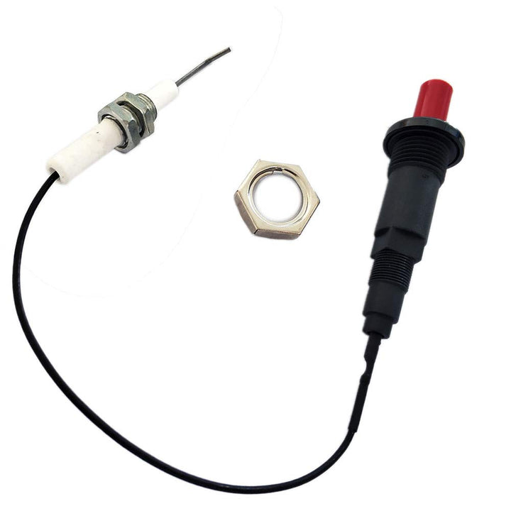 Gas Grill/Range/Heater/Grill Igniters,Push Button Piezo Igniter with Threaded Universal Ceramic Electrode Ignition Spark Plug Wire Long 11.8” Electronic Device Set of 2