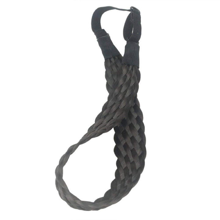 8 Plaited Braided Headband Hair Band Synthetic Hairpieces Braid Wig Piano Two Tone Colors Accessories for Women Girl Wide 1.2 Inch (Brown Black #1B/6B)
