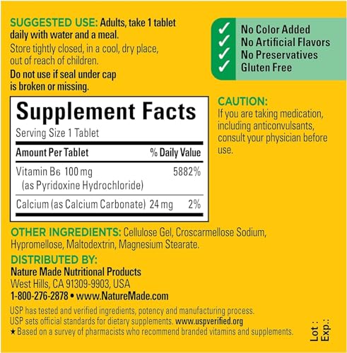 Vitamin B-6 100 Mg, Tablets, 100-Count (Pack of 2)