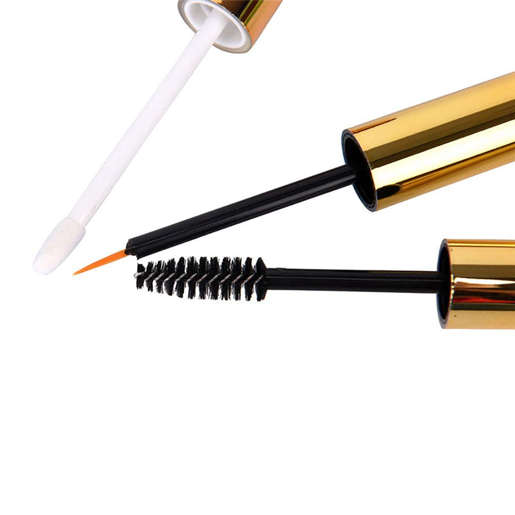 10ml Empty Mascara Tube Eyeliner Cream Container Bottle, Lip Gloss Bottle with 3 Piece Funnel & Rubber Inserts for Castor Oil Golden (Set 03)