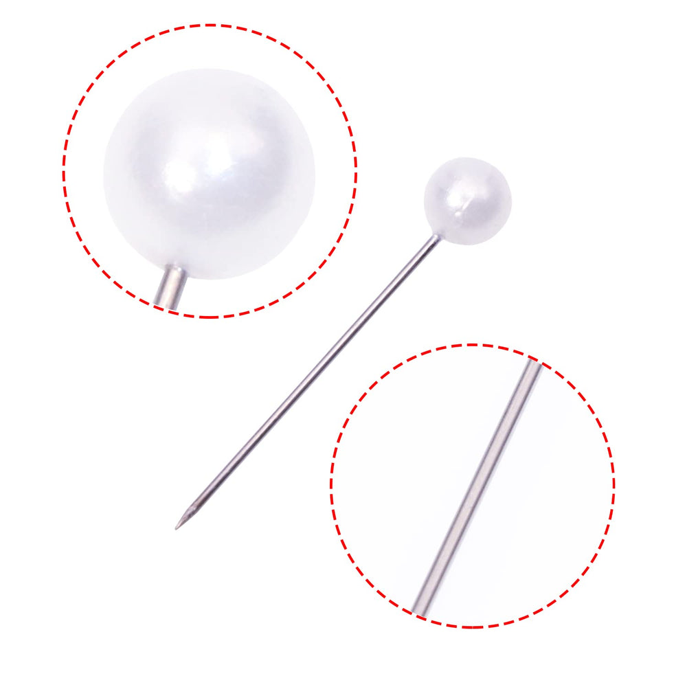 100PCS Sewing Pins for Fabric Straight Pins with Faux Pearl Heads for Quilting Sewing Knitting Crochet DIY Art Craft Projects Christmas Ornaments Jewelry Wedding Decorations, White, 1Inch