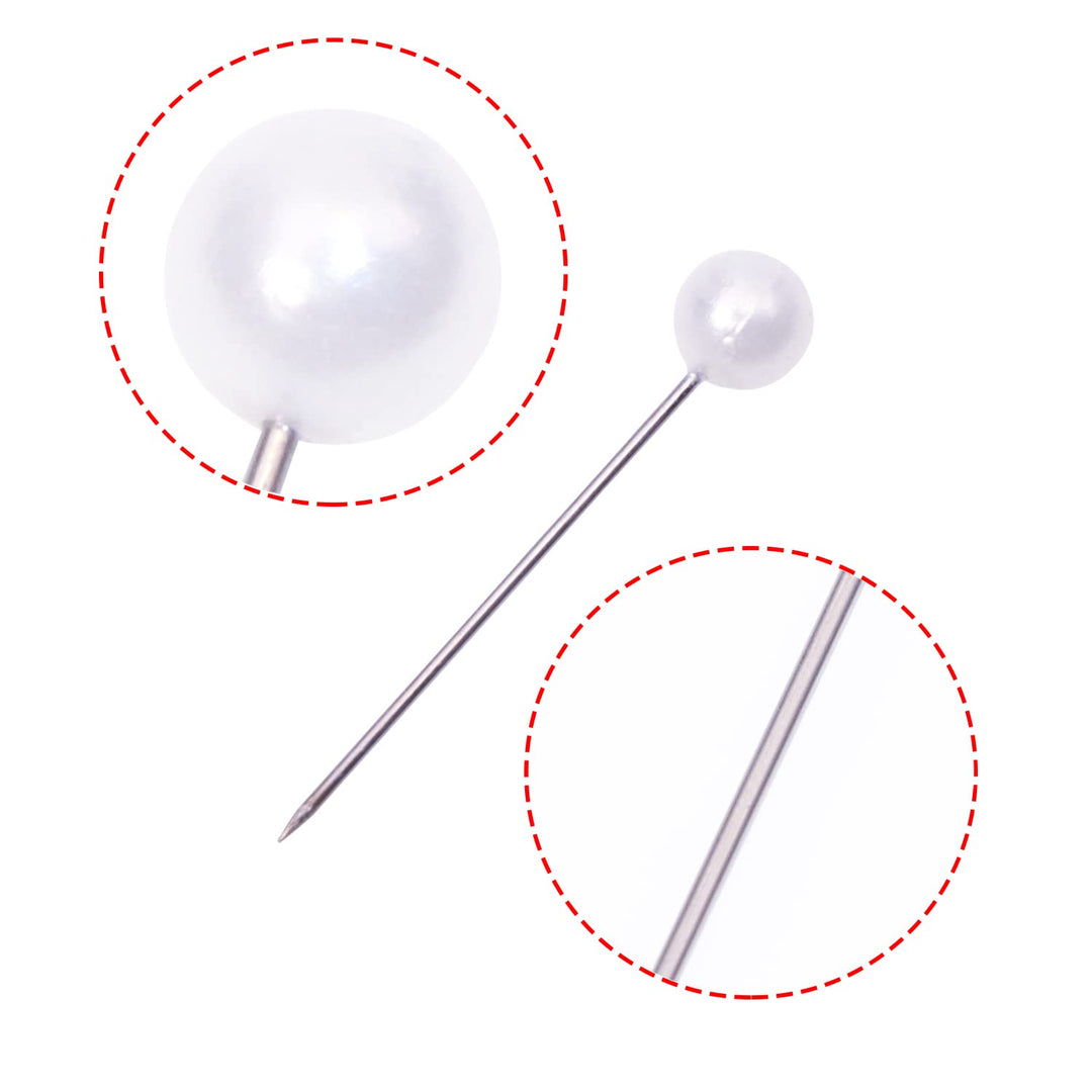 100PCS Sewing Pins for Fabric Straight Pins with Faux Pearl Heads for Quilting Sewing Knitting Crochet DIY Art Craft Projects Christmas Ornaments Jewelry Wedding Decorations, White, 1Inch