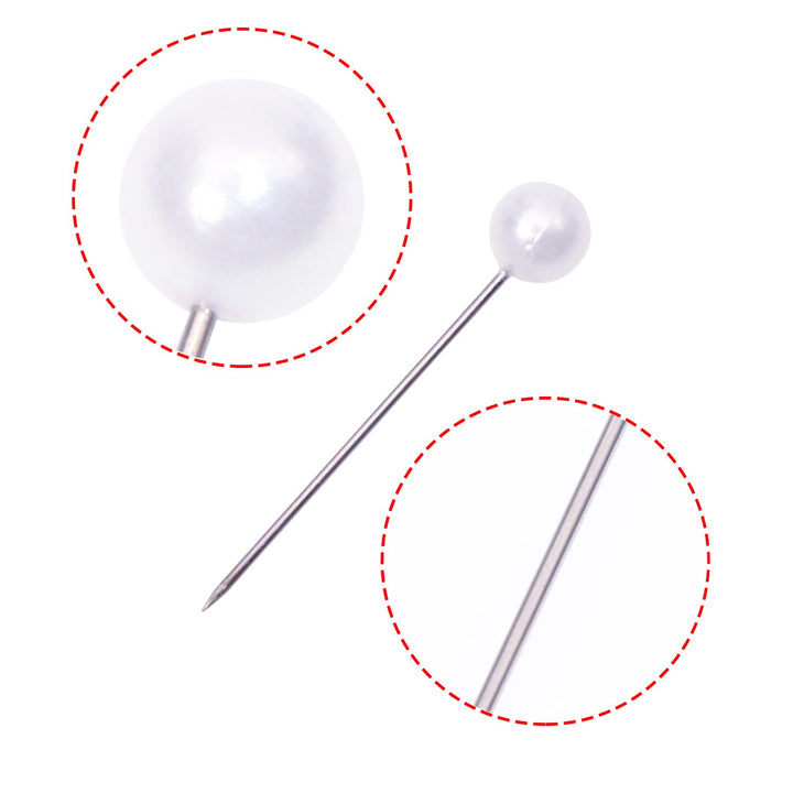 100PCS Sewing Pins for Fabric Straight Pins with Faux Pearl Heads for Quilting Sewing Knitting Crochet DIY Art Craft Projects Christmas Ornaments Jewelry Wedding Decorations, White, 1Inch