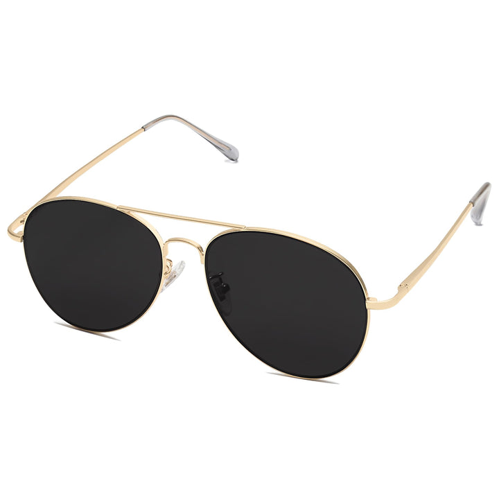 Classic Aviator Sunglasses for Women Men Metal Frame Spring Hinges SJ1030, Gold/Grey