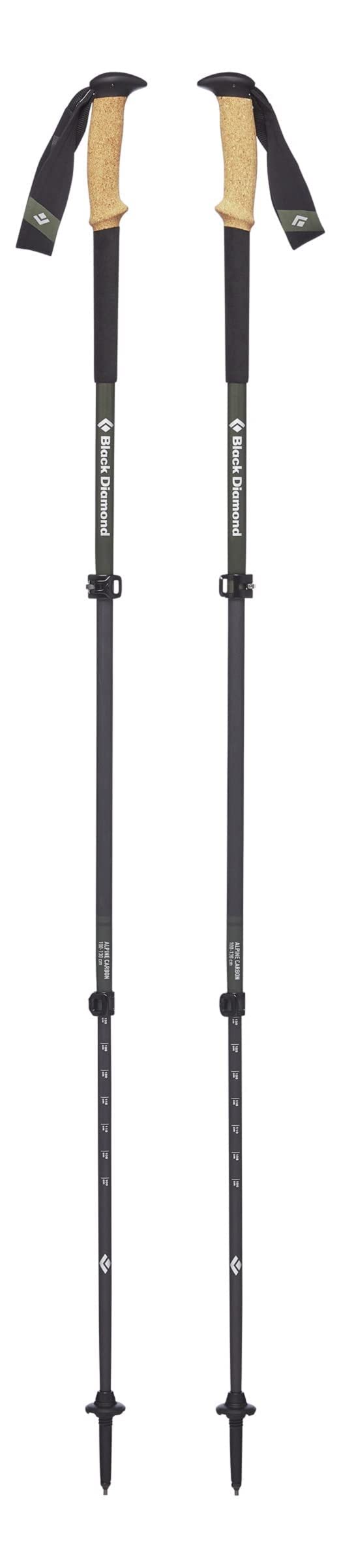 Black Diamond Alpine Carbon Cork Trekking Poles Pair of 2 Lightweight Carbon Fiber Hiking Sticks for Backpacking and Mountaineering - Tundra