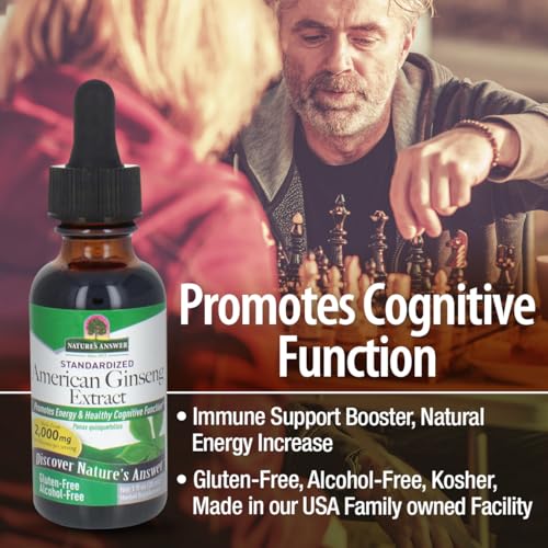 Nature's Answer Ginseng American Root Alcohol-Free, 1-Fluid Ounce | Promotes Vitality | Immune Support Booster | Improves Cognitive Function | Natural Energy Increase