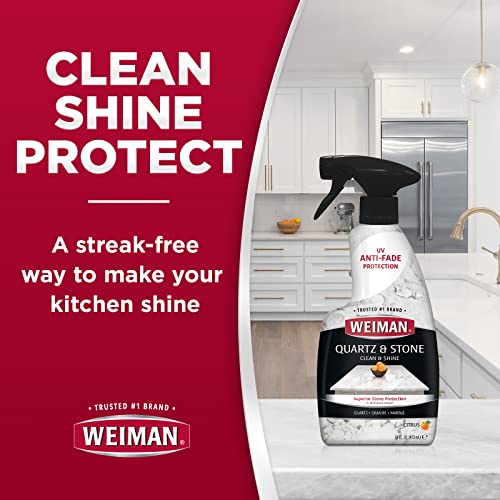Quartz Countertop Cleaner and Polish (2 Pack w/Micro Towel) Clean and Shine Your Quartz Countertops Islands and Stone Surfaces with Ultra Violet Protection