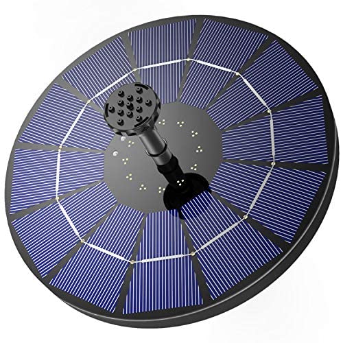 3.5W Solar Fountain Pump Built-in 1500mAh Battery, Solar Bird Bath Fountain with 6 Nozzles, Solar Floating Water Fountain Pump for Bird Bath, Fish Tank, Pond, Pool, Garden and Outdoor