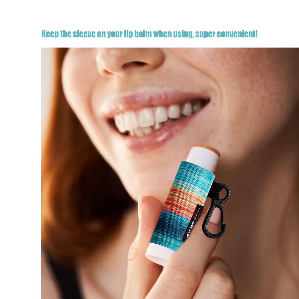 HEYSKAY Lip Balm Holder Sleeves Keychain Chapstick Elastic Sleeves (Floral patterns)