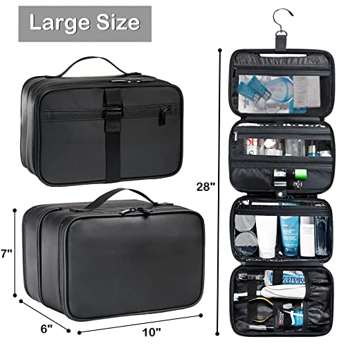 Hanging Toiletry Bag - Water-Resistant Travel Toiletry Bag - Large Travel Bag for Toiletries - Multiple Compartments and 1 Hook (Black)