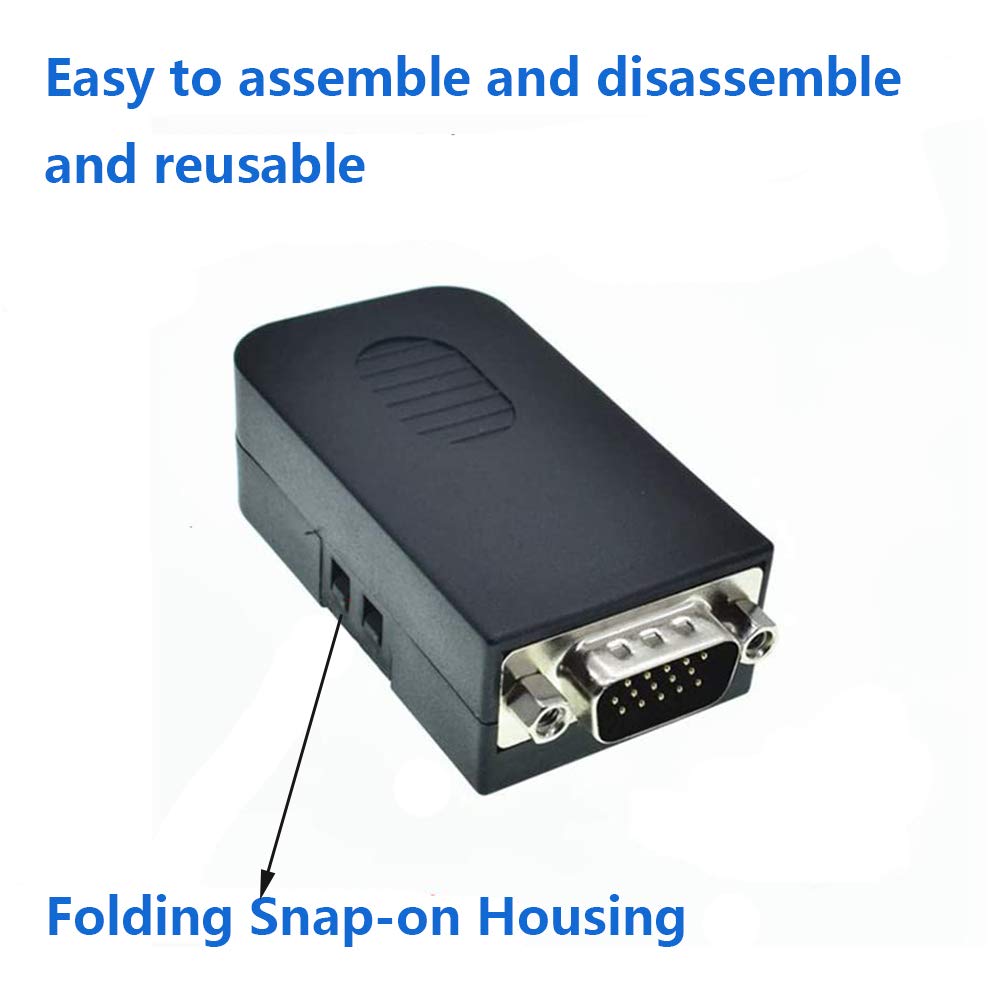 4Packs VGA DB15 3 Row Solderless Male Quick Connector, 3+9 D-SUB 15 Pin Port Terminal Solderfree Breakout Connector Board with Case Accessories Long Bolts