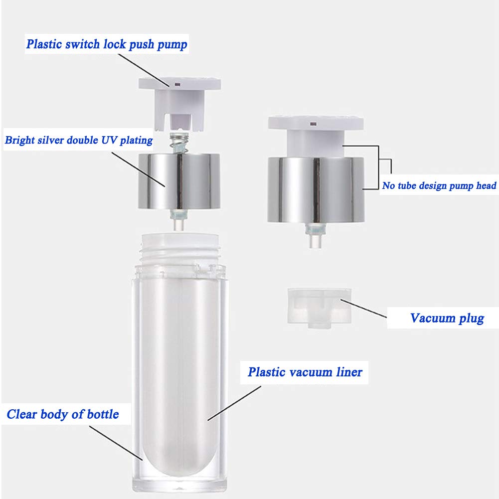 30Ml: Ericotry 2Pcs 15Ml/30Ml/50Ml Empty Refillable White Acrylic High-Grade Airless Vacuum Pump Cream Lotion Foundation Bottle Dispenser Vial Travel Cream Lotion Toner Container