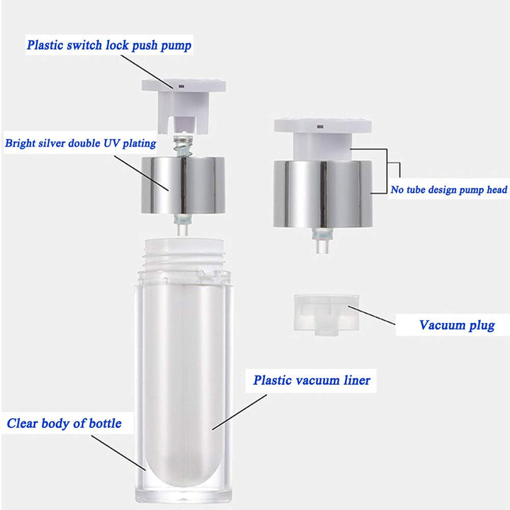 30Ml: Ericotry 2Pcs 15Ml/30Ml/50Ml Empty Refillable White Acrylic High-Grade Airless Vacuum Pump Cream Lotion Foundation Bottle Dispenser Vial Travel Cream Lotion Toner Container