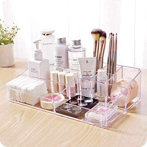 Clear Makeup Organizer,9 Spaces Vanity Organizer Cosmetic Display Cases for Lipstick,Makeup Brushes and Skin Care Products,Plastic Makeup Storage