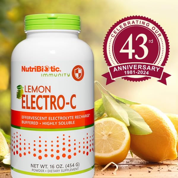 - Lemon Electro-C, Vitamin C & Electrolyte Powder, 16 OZ | 850 Mg Vitamin C Per Serving | Effervescent Electrolyte Recharge | Buffered & Highly Soluble | Free of Calories, Gluten & Non-GMO