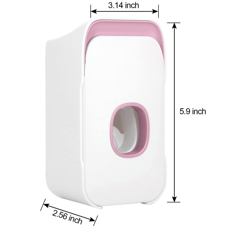 2 Slot Toothpaste Dispenser 2 in 1 Automatic Toothpaste Dispenser Wall Mounted Multi Functional Toothbrush Holder Non-Punching Toothpaste Squeezer Kit for Bathroom Shower