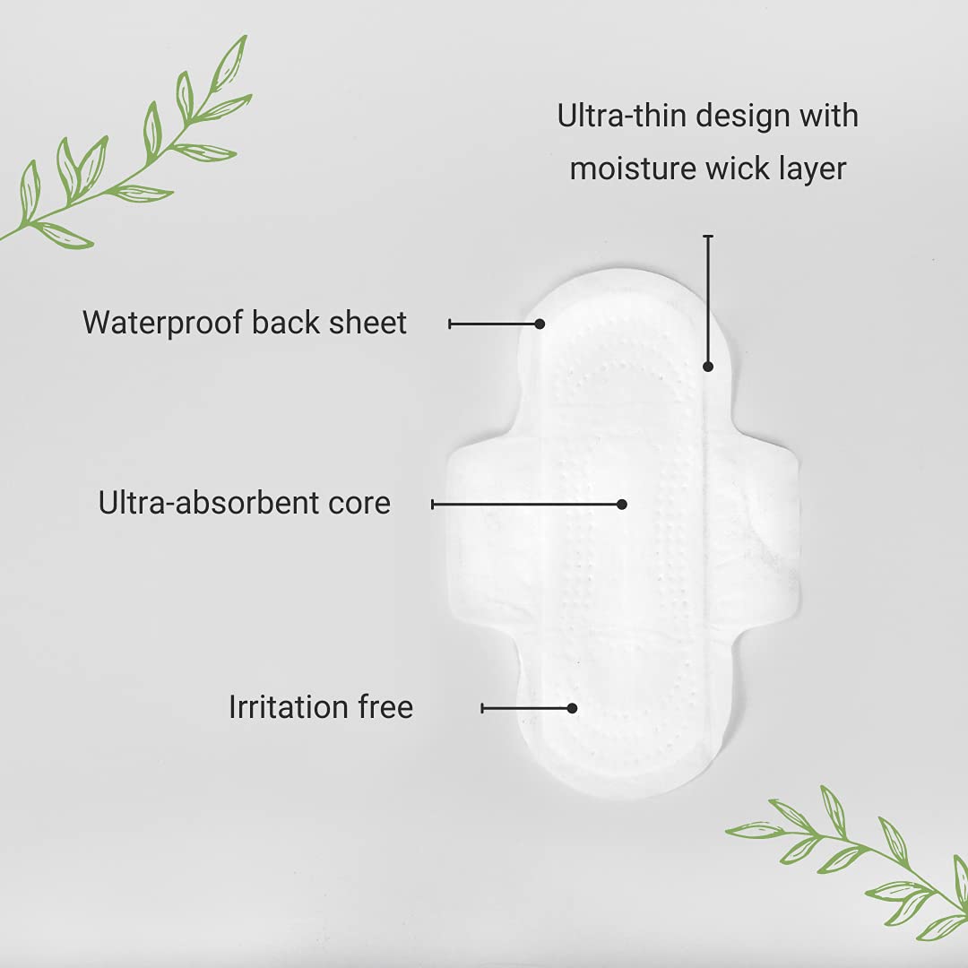 Ultra Thin Super Absorbent Day Pads are Always Chlorine Pesticide Dye and Fragrance Free Natural Cotton Sanitary Napkins, 14 Count