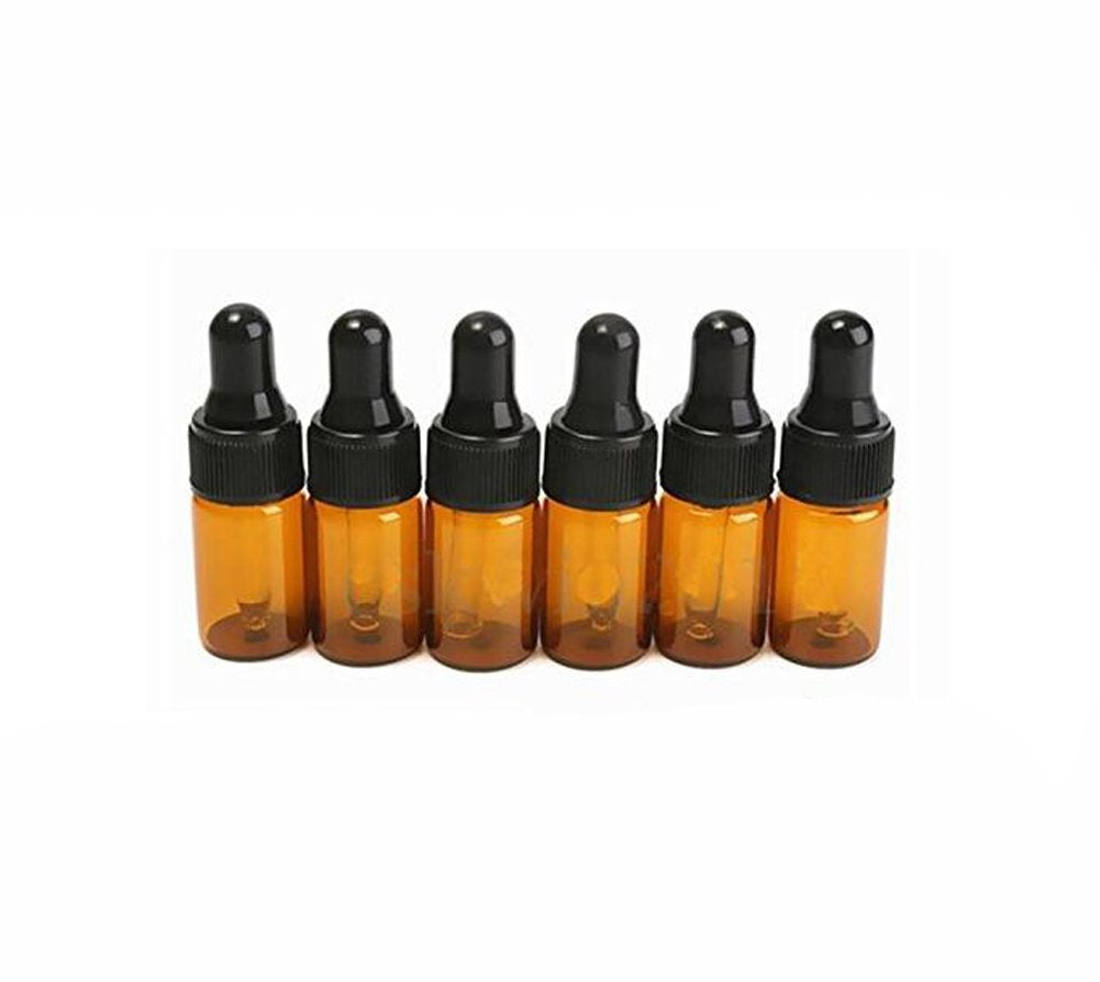 3Ml: 12Pcs 1Ml/2Ml/3Ml Empty Amber Glass Essential Oil Bottle Jar with Glass Eye Dropper Cosmetic Makeup Sample Container Bottle Pot (3Ml)