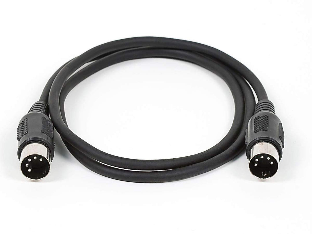 MIDI Cable - 3 Feet - Black With Keyed 5-pin DIN Connector, Molded Connector Shells