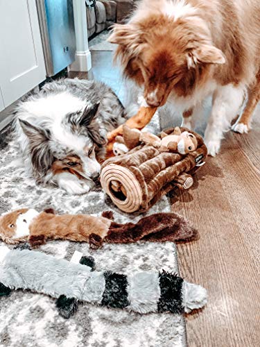 Burrow- Interactive Dog & Puppy Toys for Boredom, Stimulating Pet Products to Keep them Busy, Hide & Seek Plush Dog Puzzles, Squeaky Toy for Enrichment, For Small & Medium Dogs- Chipmunk Log