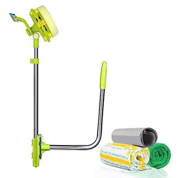 Window Cleaning Tool U Shaped Window Cleaner for External Window Washer with Telescopic Pole, Angle Adjustable Sponge Head and Squeegees