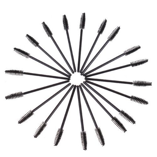 100PCS Disposable Eyelash Brushes, Adjustable Mascara Wands Makeup Applicator Kits, Eyelash Spoolies Brushes for Eyelash Extensions and Eyebrows (Black)