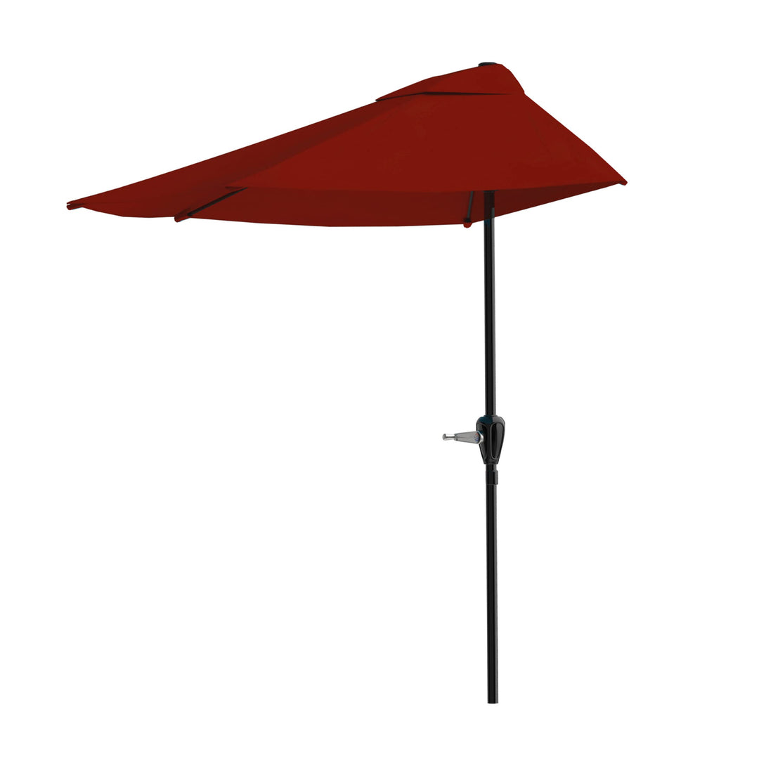 Half Umbrella - 9 ft Patio Umbrella with Easy Crank - Half Umbrella Outdoor Patio Shade - Small Canopy for Balcony, Table or Deck (Red)