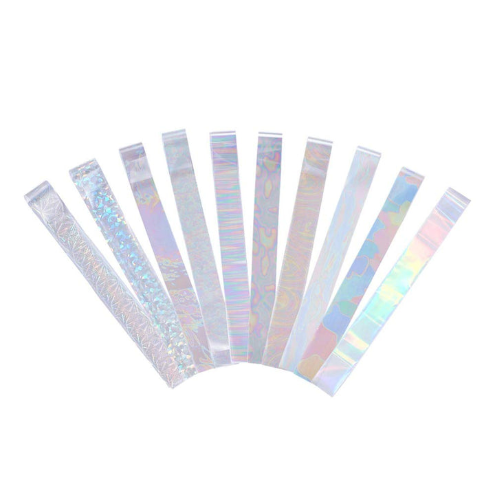 10 Rolls White Pearl Color Holographic Nail Art Foil Transfer Roll Set Mix-Pattern Stickers Nails Transfer Decals Wraps Kit(1.0inchs*39.4inchs / 2.5cm*100cm)