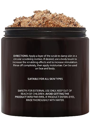 Dead Sea Salt and Arabica Coffee Body Scrub 10 oz - Moisturizing and Exfoliating Body, Face, Hand, Foot Scrub - Fights Stretch Marks, Fine Lines, Wrinkles - Great Gifts for Women & Men