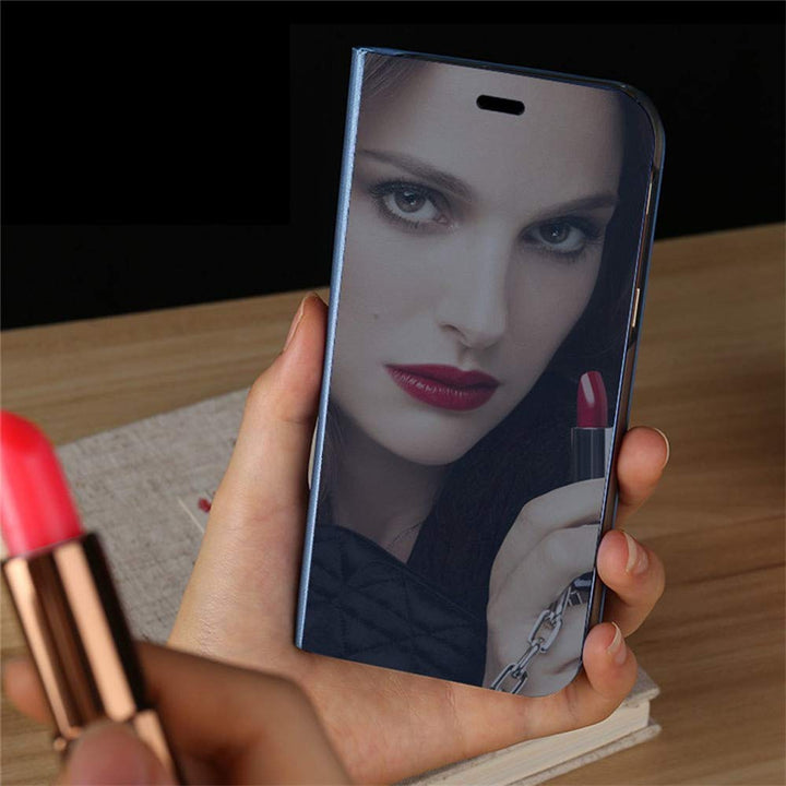 Compatible with Galaxy S22 Ultra Case Slim Mirror Design Clear View Flip Bookstyle Ultra Slim Protecter Shell with Kickstand Protective Cover for Samsung Galaxy S22 Ultra Mirror PU Black