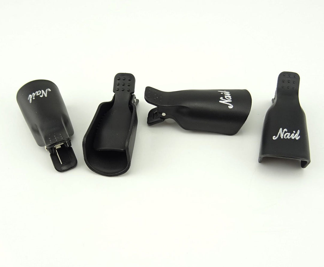 Black+White : Yueton Pack of 20 Reusable Nail Art Soak Off Cap Clip UV Gel Polish Remover Wrap Tool (White+Black)