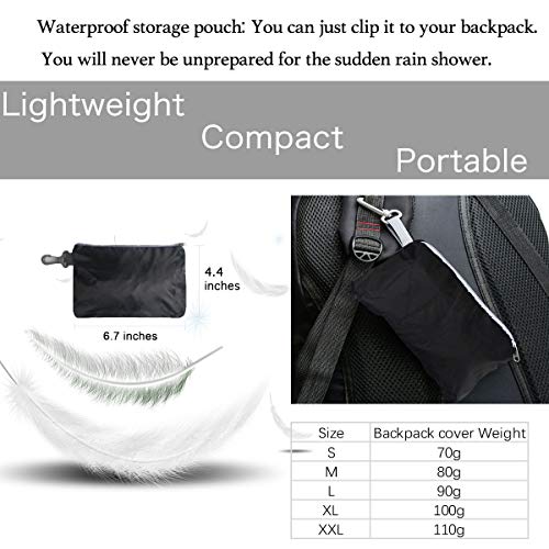 Hi-Visibility Backpack Rain Cover with Reflective Strip 100% Waterproof Ultralight Backpack Cover, Storage Pouch, Anti-Slip Cross Buckle Strap, for Hiking, Camping, Biking, Outdoor, Traveling