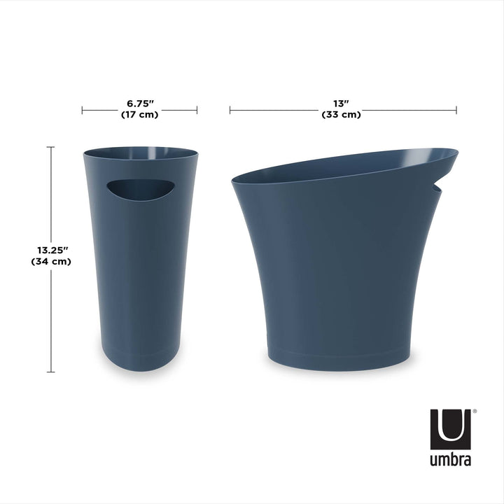 Skinny Small Trash Can, 2-Gallon Garbage Wastebasket Bin for Small Spaces – Ideal for Bathroom, Office, Bedroom and More, Denim