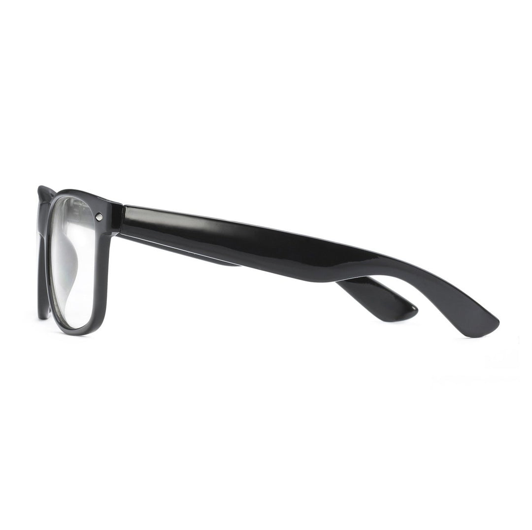 Retro Nerd Geek Oversized Black Framed Spring Temple Clear Lens Eye Glasses