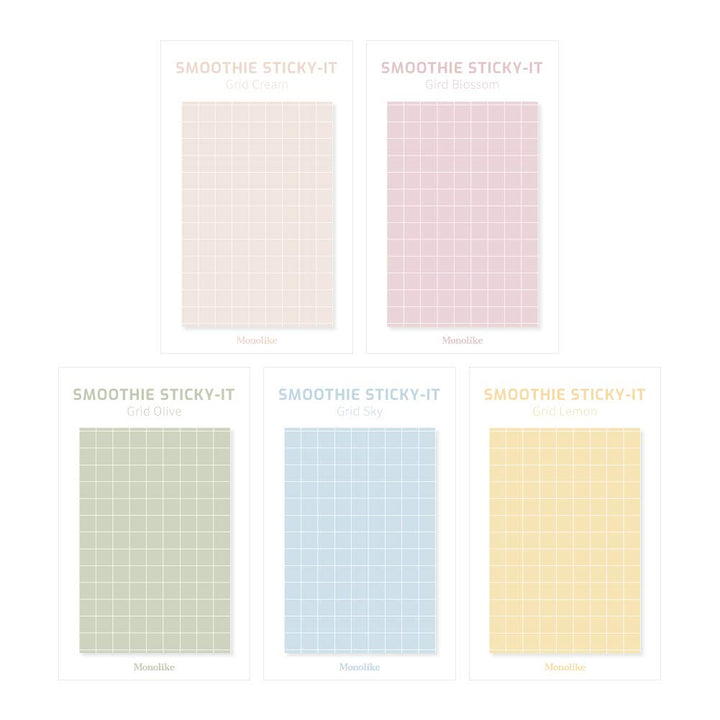 Smoothie ver.2 Grid Sticky-it - 5p Set Self-Adhesive Memo Pad 50 Sheets