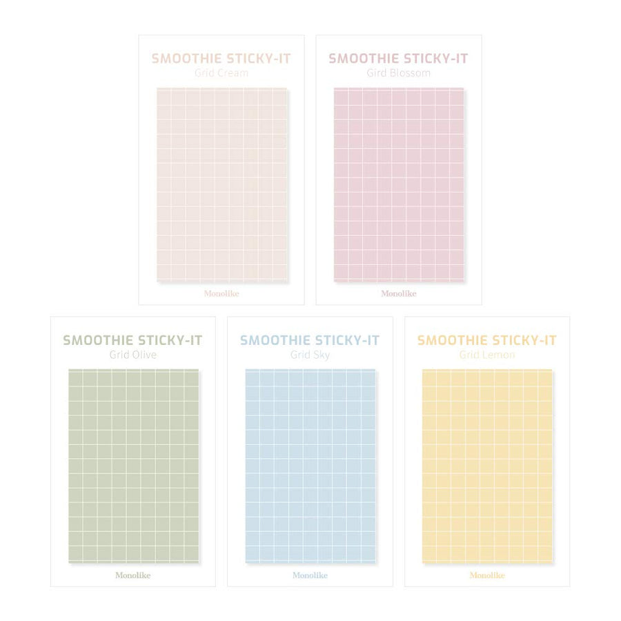 Smoothie ver.2 Grid Sticky-it - 5p Set Self-Adhesive Memo Pad 50 Sheets