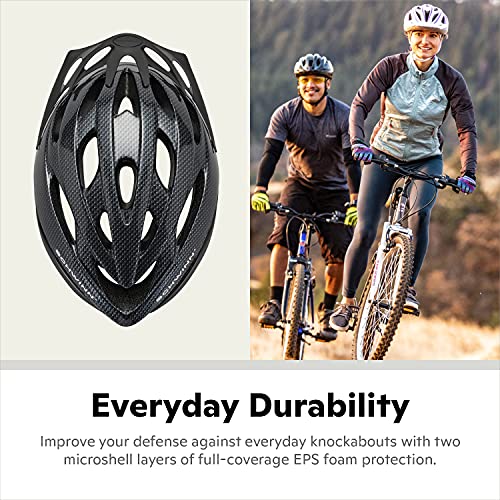 Thrasher Bike Helmet for Adult Men Women Age 14+ with Suggested Fit 58-62cm, Lightweight with Adjustable Side and Chin Strap, No Light, Carbon