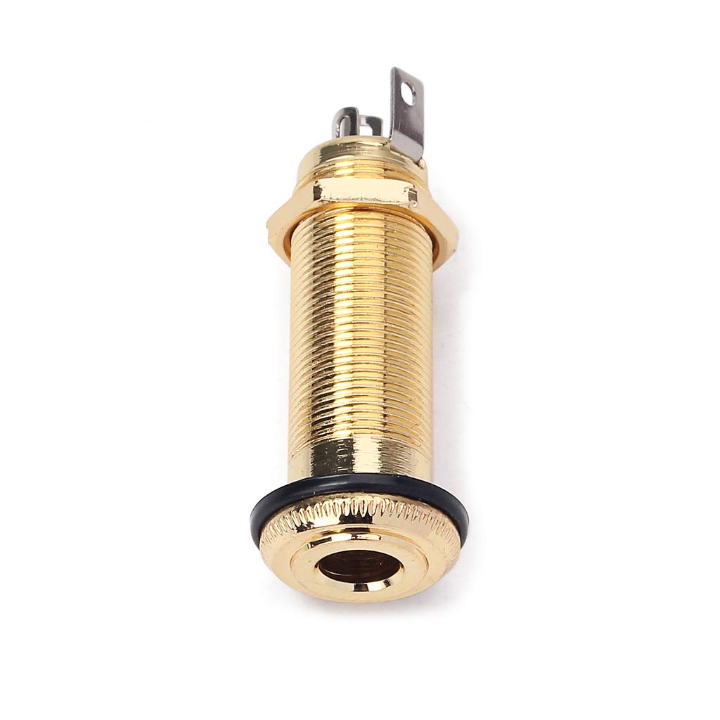 Stereo Copper Guitar Bass Barrel Jack Cylinder Input/Output Jacks 4 Pins Gold