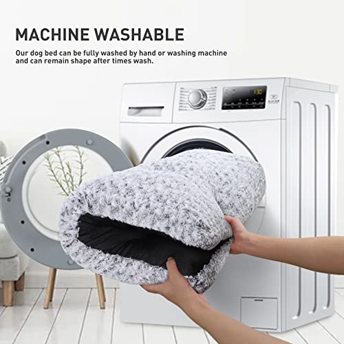 Washable Dog Bed Deluxe Plush Dog Crate Beds Comfy Kennel Pad Anti-Slip Pet Sleeping Mat for Large, Jumbo, Medium, Small Dogs Breeds, 35 x 23, Gray