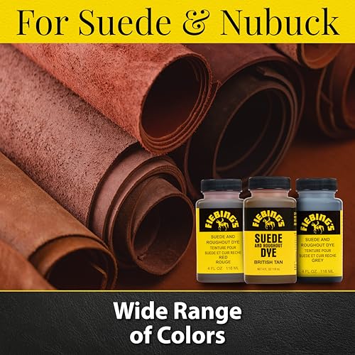 Black Suede Dye (4 oz) - Recolor, Brighten & Restore Suede & Roughout Leather Shoes, Furniture, Purse - Includes Wool Dauber for Easy Application - Flexible When Dry, Won't Crack or Peel