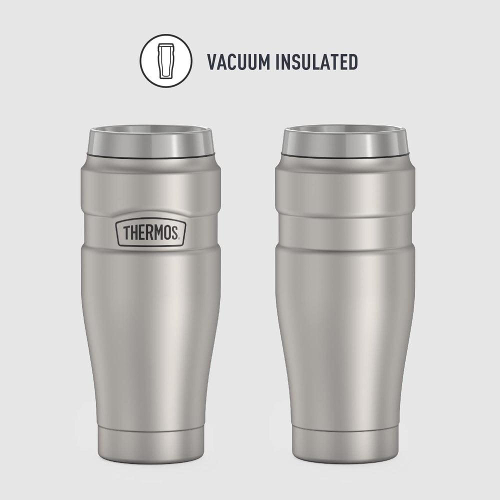 Stainless King Vacuum-Insulated Travel Tumbler, 16 Ounce, Matte Steel
