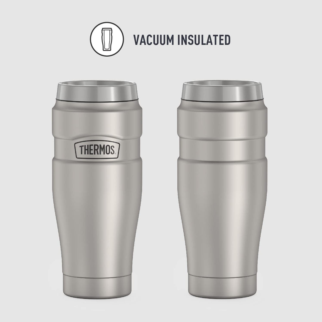 Stainless King Vacuum-Insulated Travel Tumbler, 16 Ounce, Matte Steel