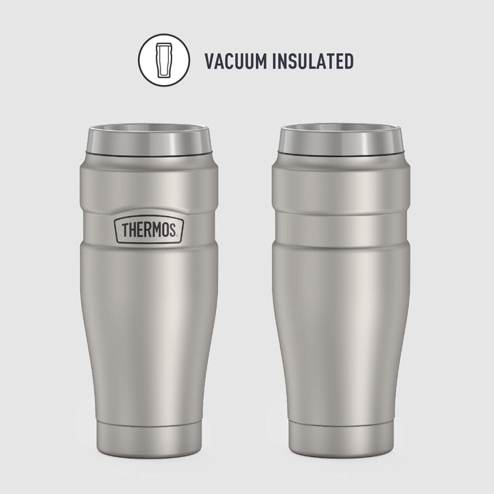 Stainless King Vacuum-Insulated Travel Tumbler, 16 Ounce, Matte Steel