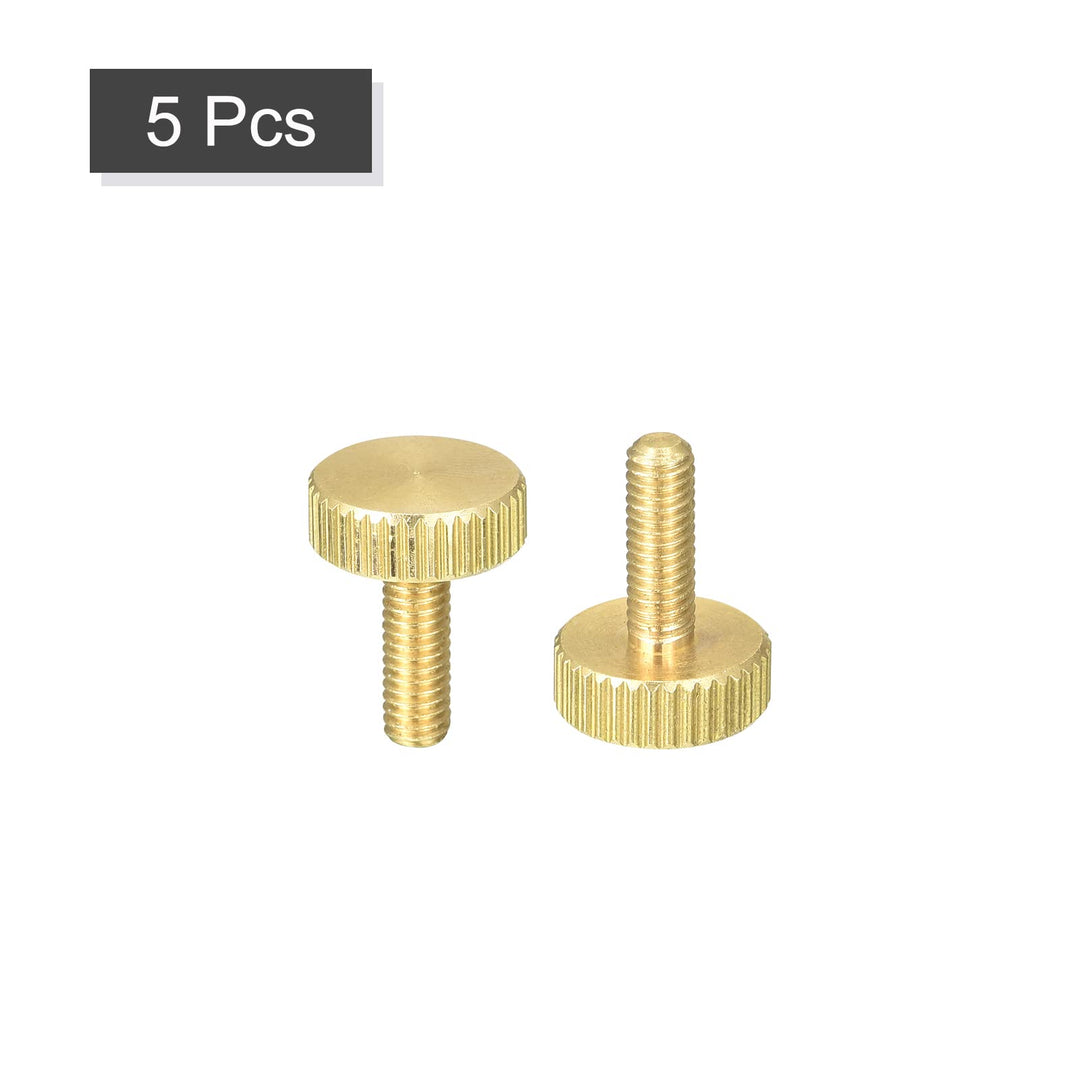 Knurled Thumb Screws, M4x12mm Flat Brass Bolts Grip Knobs Fasteners for PC, Electronic, Mechanical 5Pcs