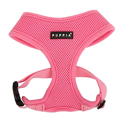 Soft Dog Harness No Choke Over-The-Head Triple Layered Breathable Mesh Adjustable Chest Belt and Quick-Release Buckle, Pink, Small